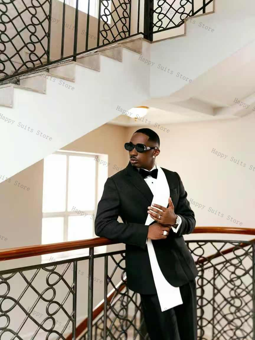 Men Formal Wear Office - Black White Men Suit Set 2