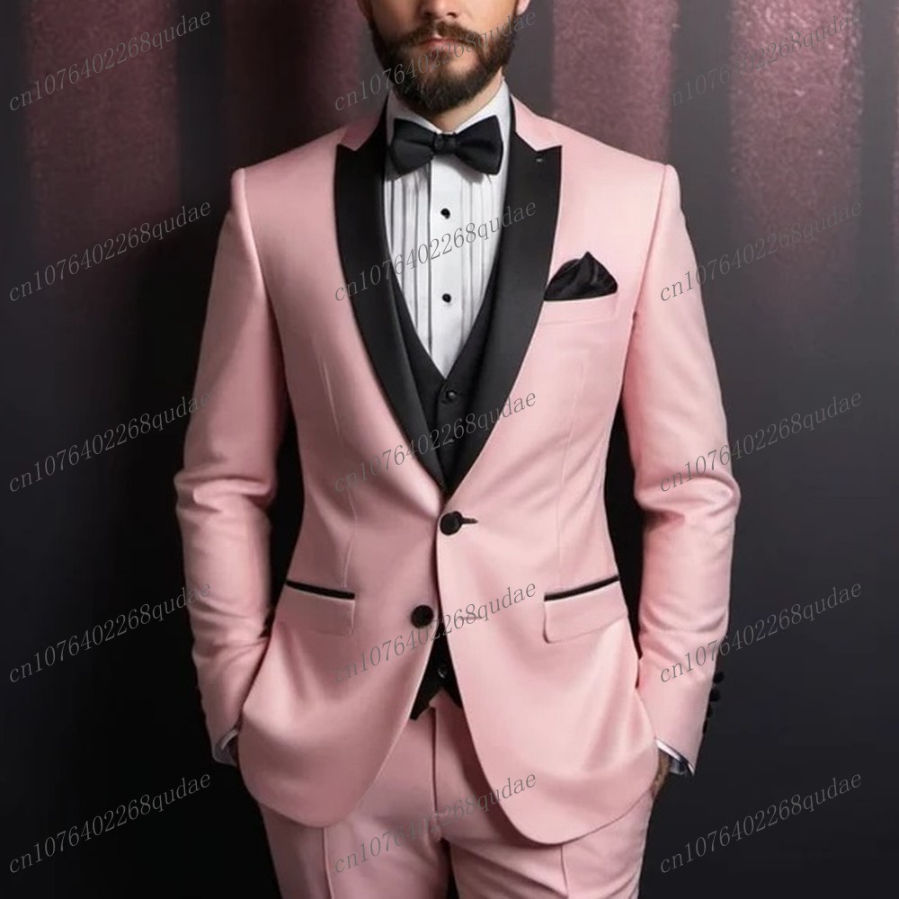Men Formal Wear Pink - New Pink And Black Formal Men