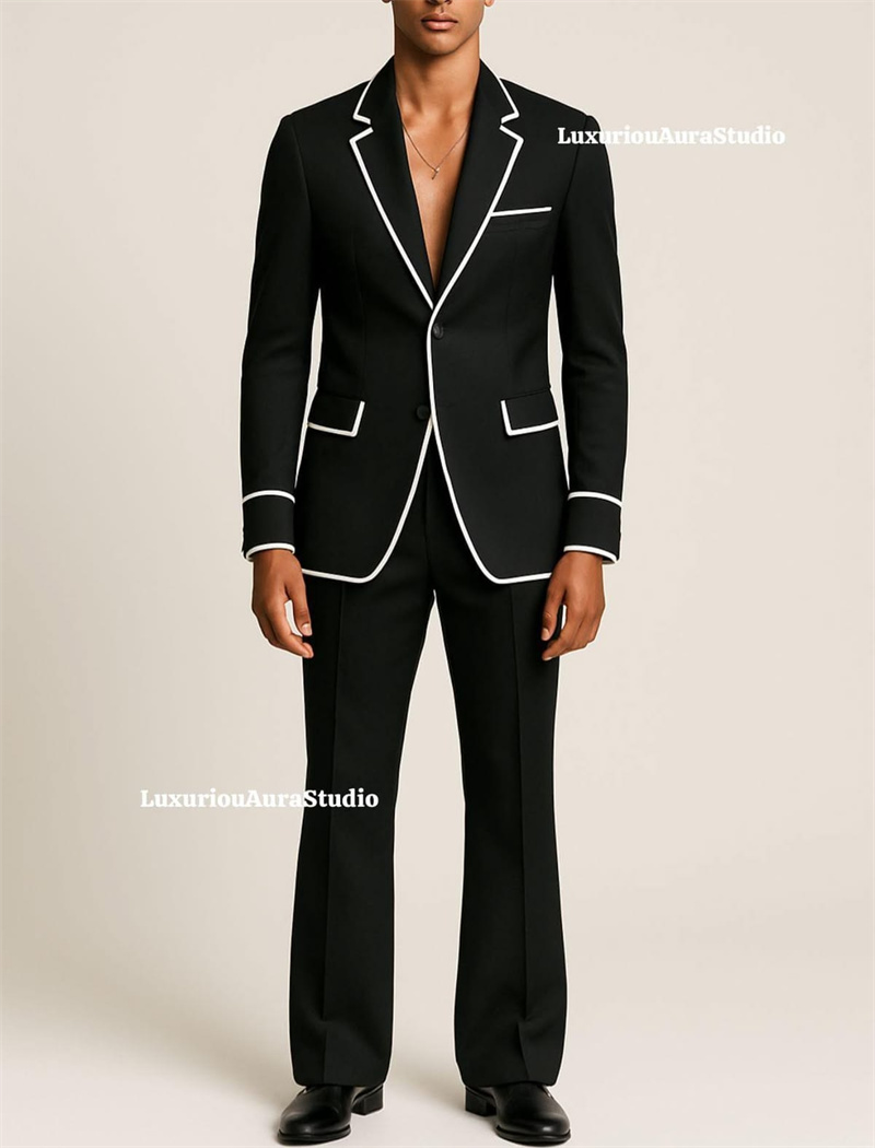 Men'S Formal Wear For Office - Designer Black Men Suit Set 2