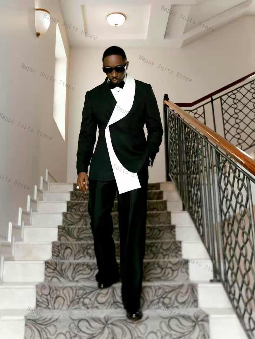 Black White Men Suit Set 2 Pcs - đánh giá và giá Men Formal Wear Office