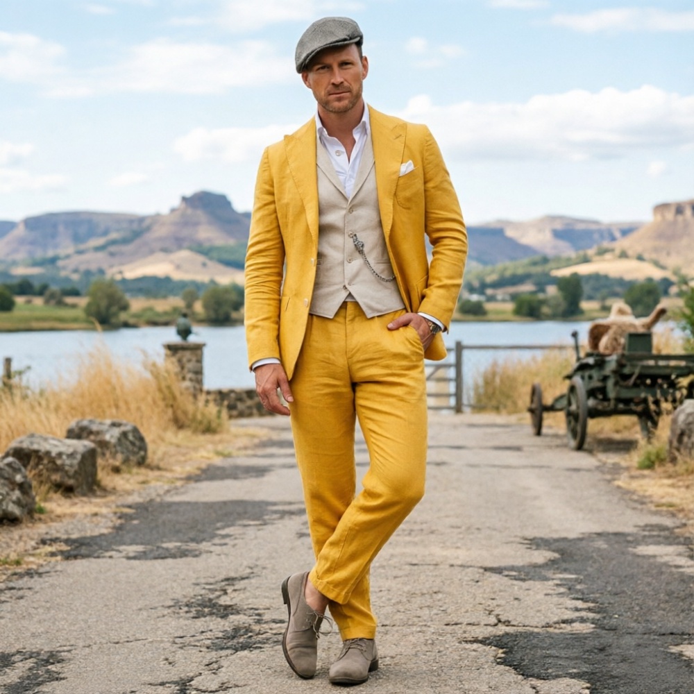 Sage Green Linen Men 3 Piece S - đánh giá và giá Men Formal Party Wear Outfit