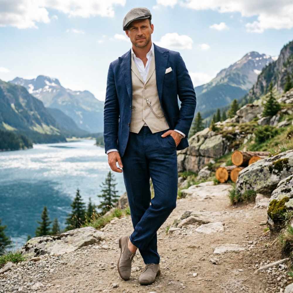 Sage Green Linen Men 3 Piece S - đánh giá và giá Men Formal Party Wear Outfit