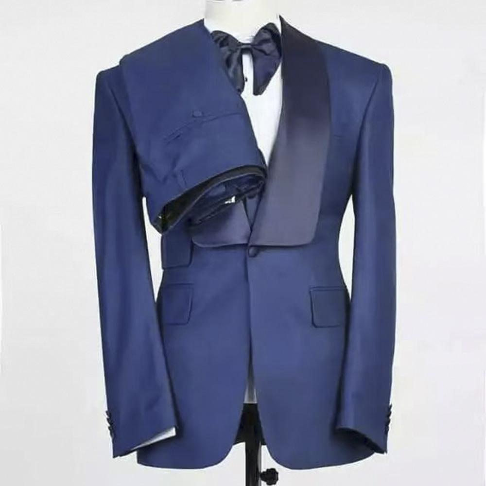 Blue Jacket Set Man Suit Shawl - đánh giá và giá Men Formal Party Wear Outfit