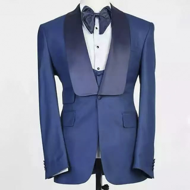 Blue Jacket Set Man Suit Shawl - đánh giá và giá Men Formal Party Wear Outfit