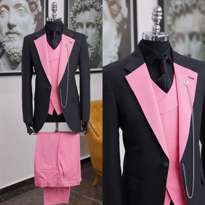 Luxury Black Pink Men Tuxedo S - đánh giá và giá Men Formal Wear Pink
