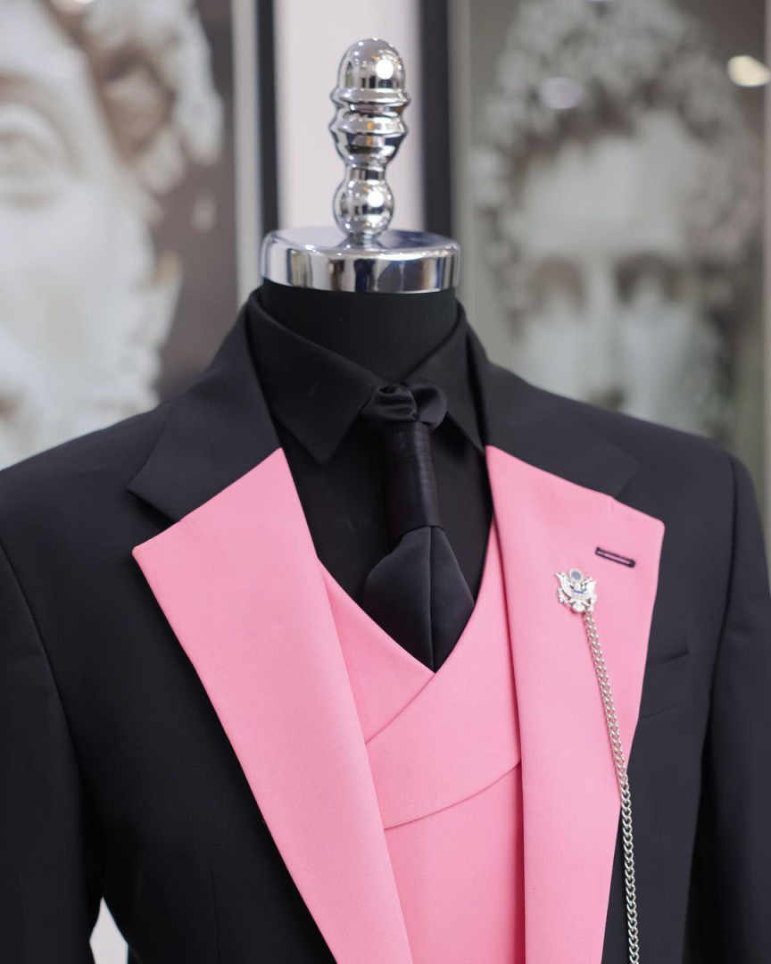 Luxury Black Pink Men Tuxedo S - đánh giá và giá Men Formal Wear Pink