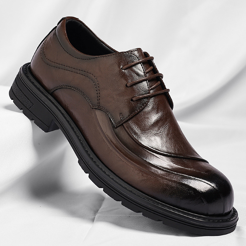 Brown Burnished Genuine Leathe - đánh giá và giá Men Formal Wear Office
