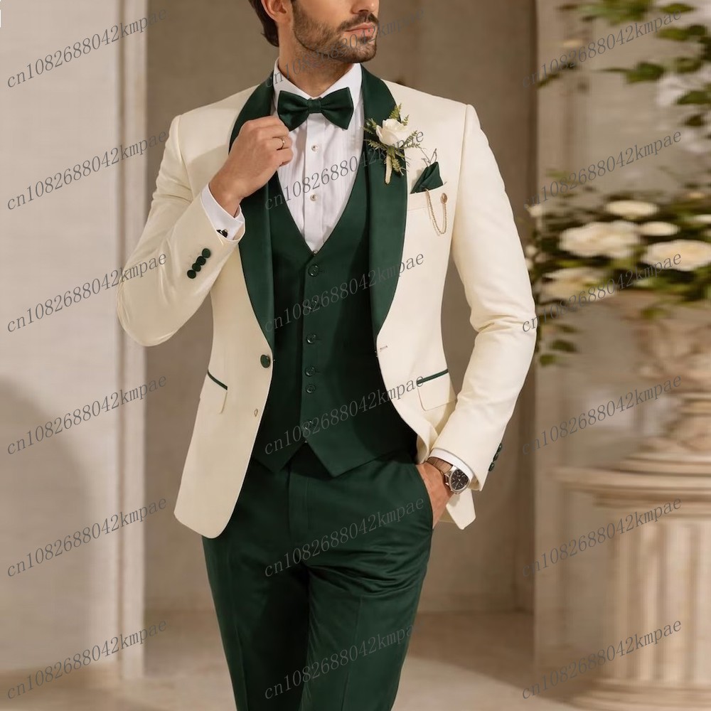 New Ivory And Dark Green Forma - đánh giá và giá Men'S Formal Wear For A Wedding