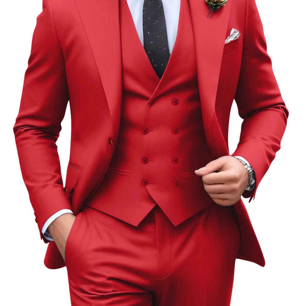3 Pieces Solid Color Men Suits - đánh giá và giá Men Formal Party Wear Outfit