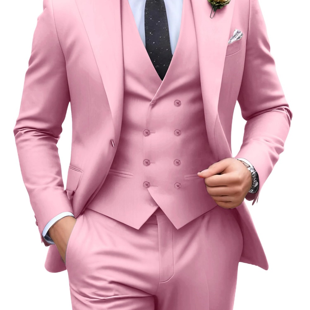 3 Pieces Solid Color Men Suits - đánh giá và giá Men Formal Party Wear Outfit