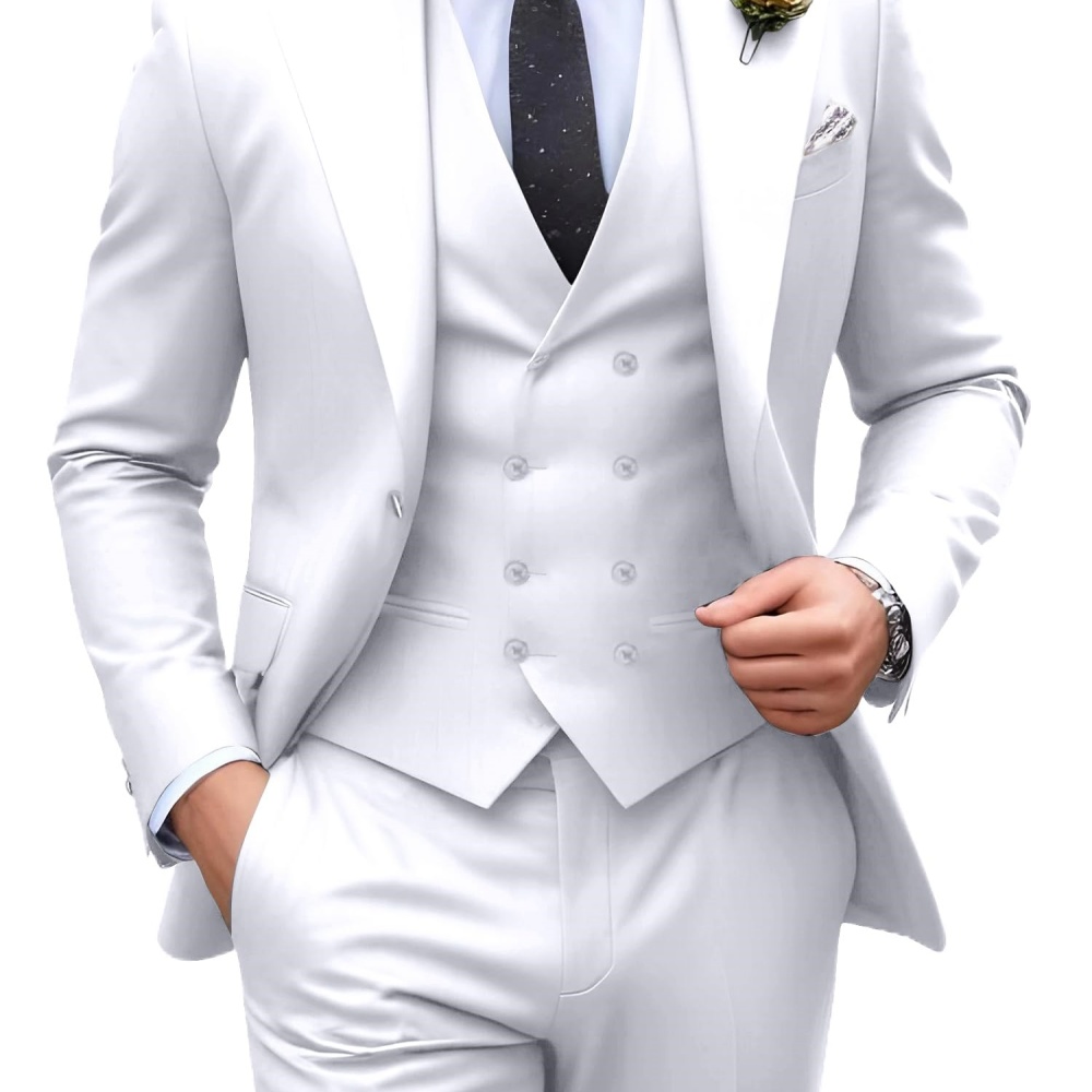 3 Pieces Solid Color Men Suits - đánh giá và giá Men Formal Party Wear Outfit