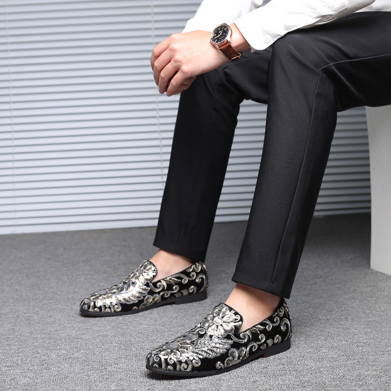 Men Velvet Loafers With Gold E - đánh giá và giá Men'S Formal Wear Slippers